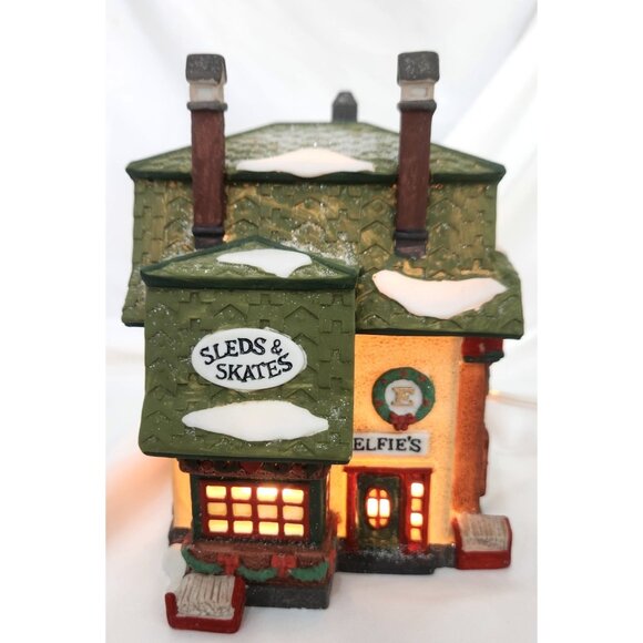 Dept 56 ELFIE'S SLEDS & SKATES North Pole Christmas Village building shop 5625-1 - Picture 2 of 9